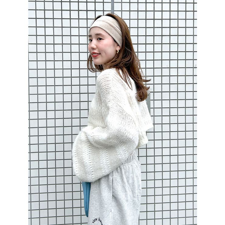 【SALE】　Ungrid 透かし編みボーダーショートニット　1124526121 SALE】 Ungrid 透かし編みボーダーショートニット 1124526121