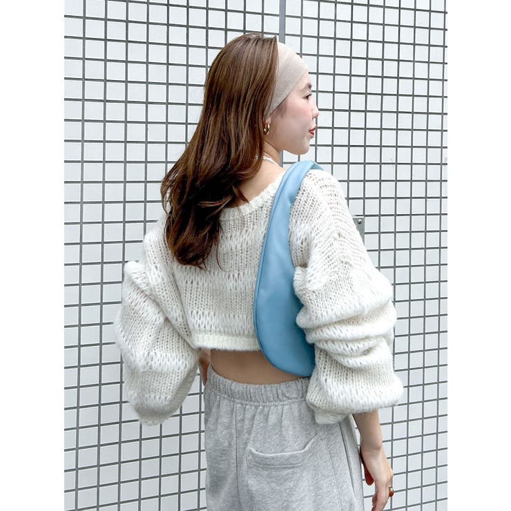 透かし編みボーダーショートニット | Ungrid | 詳細画像16 