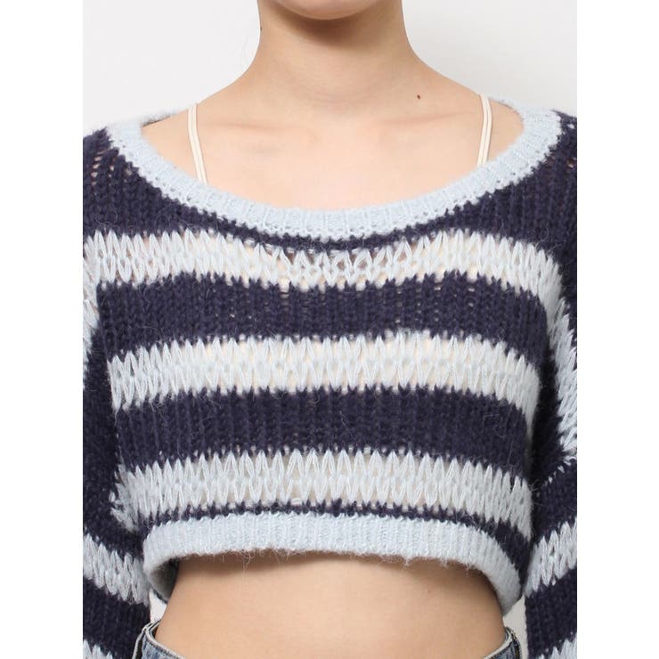 透かし編みボーダーショートニット | Ungrid | 詳細画像23 