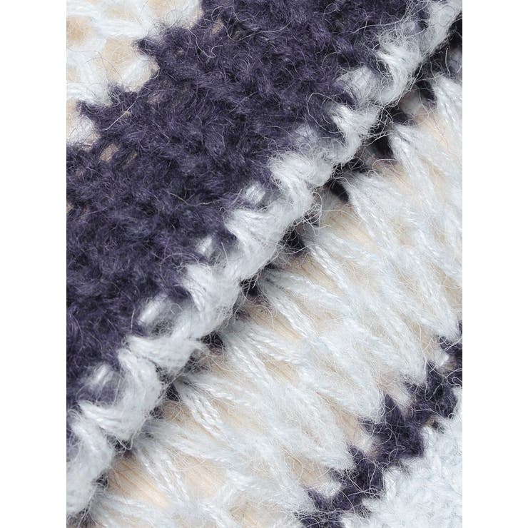 【SALE】　Ungrid 透かし編みボーダーショートニット　1124526121 SALE】 Ungrid 透かし編みボーダーショートニット 1124526121