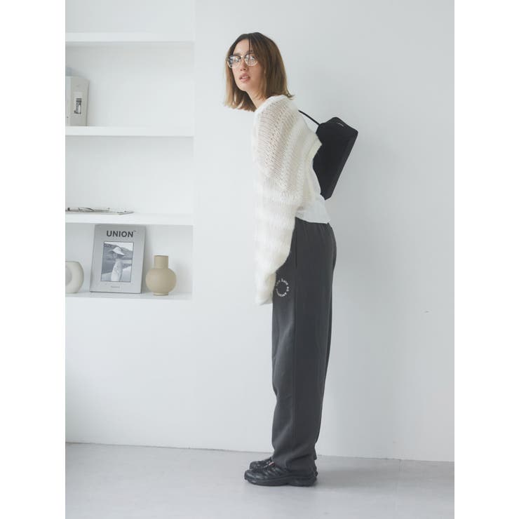 透かし編みボーダーショートニット | Ungrid | 詳細画像6 