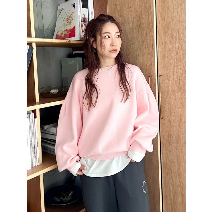 ピンク | 【WEB限定】スリーブタックスウェットライクルーズニット | Ungrid