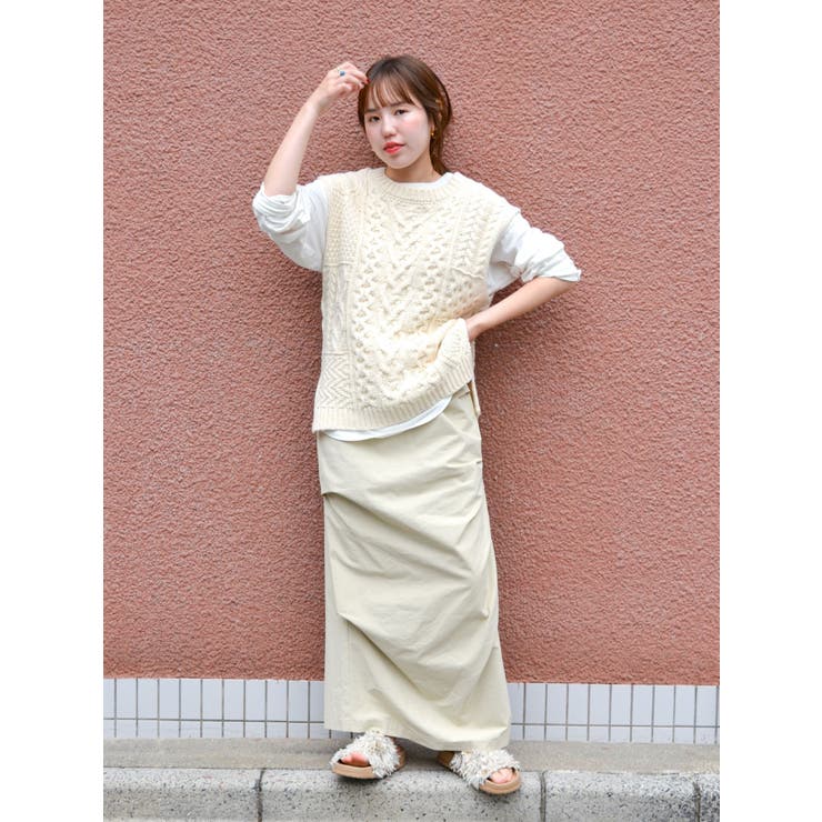 【WEB限定】パッチワークケーブルニットベスト | Ungrid | 詳細画像10 