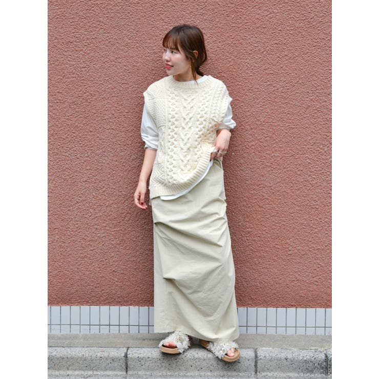 【WEB限定】パッチワークケーブルニットベスト | Ungrid | 詳細画像11 