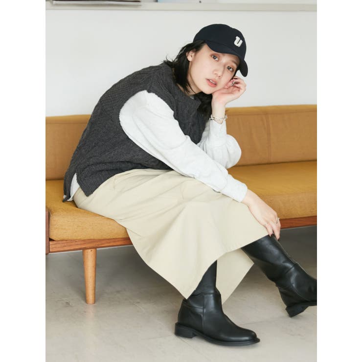 【WEB限定】パッチワークケーブルニットベスト | Ungrid | 詳細画像2 