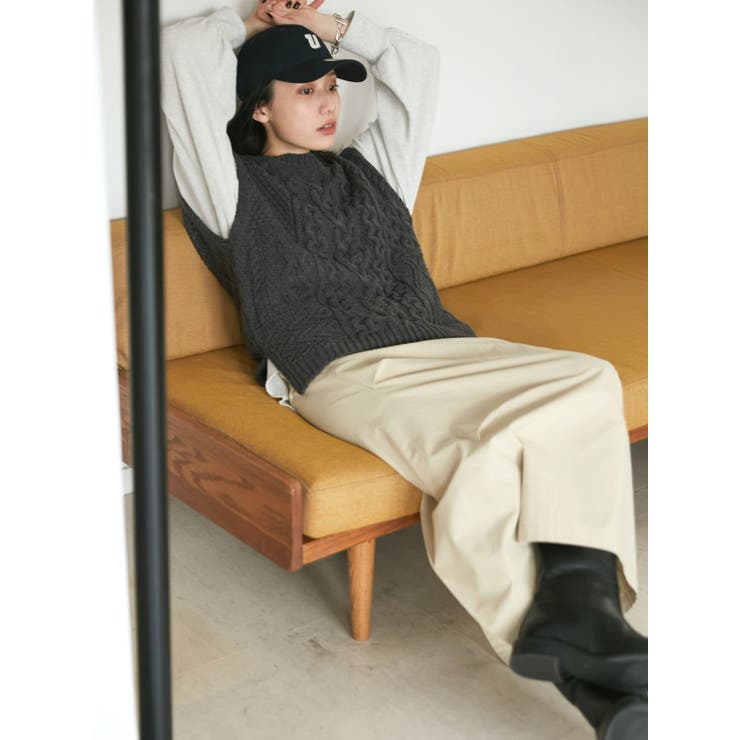 【WEB限定】パッチワークケーブルニットベスト | Ungrid | 詳細画像3 