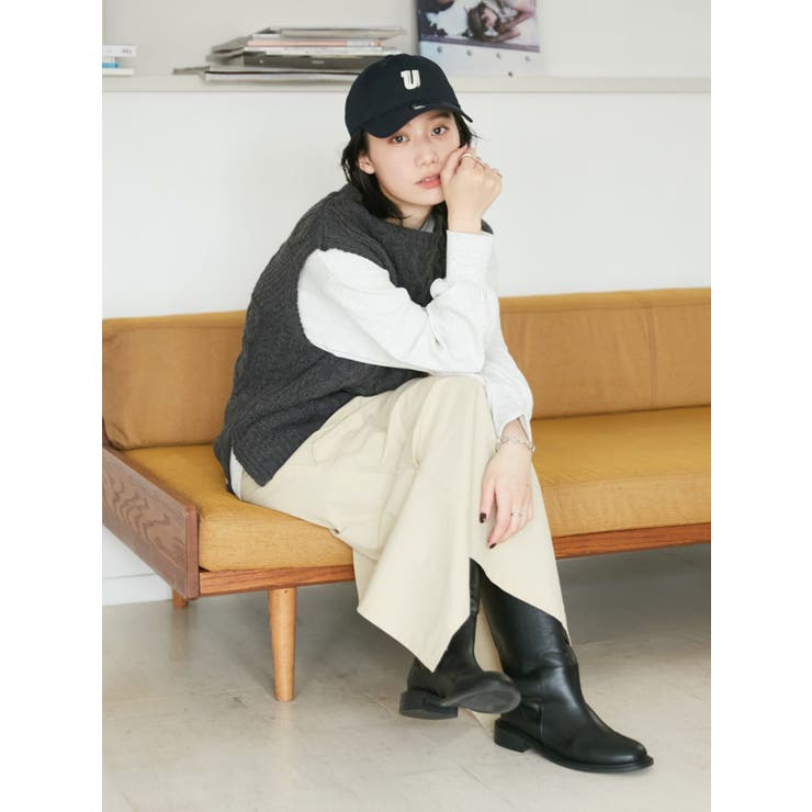 【WEB限定】パッチワークケーブルニットベスト | Ungrid | 詳細画像6 