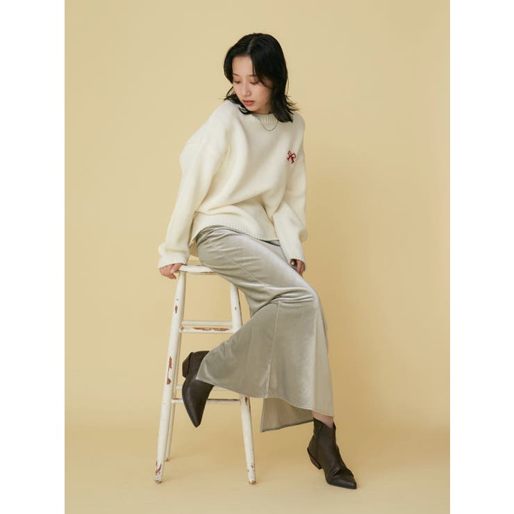 WEB限定】リボンモチーフジャガードニット[品番：MKSW0060947