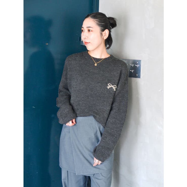 WEB限定】リボンモチーフジャガードニット[品番：MKSW0060947