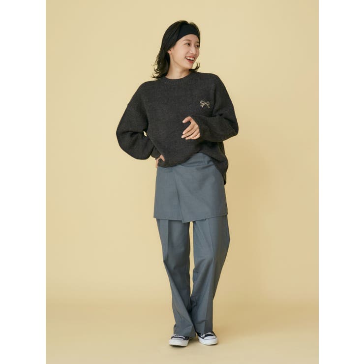 WEB限定】リボンモチーフジャガードニット[品番：MKSW0060947