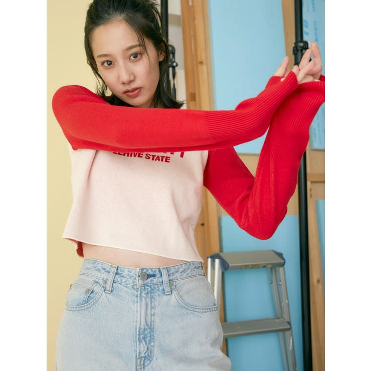 【WEB限定】ラグランロゴショートニット | Ungrid | 詳細画像4 