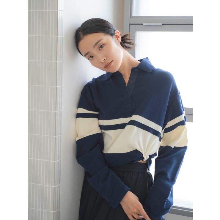 ネイビー | バイカラーポロシャツ | Ungrid