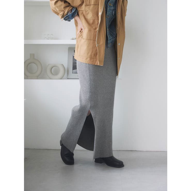 サイドスリットリブニットスカート | Ungrid | 詳細画像2 