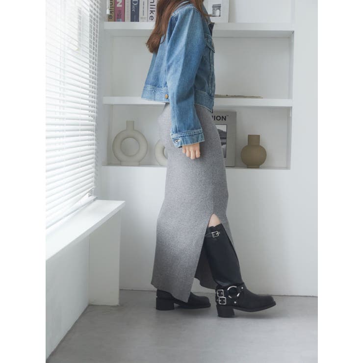 サイドスリットリブニットスカート | Ungrid | 詳細画像3 