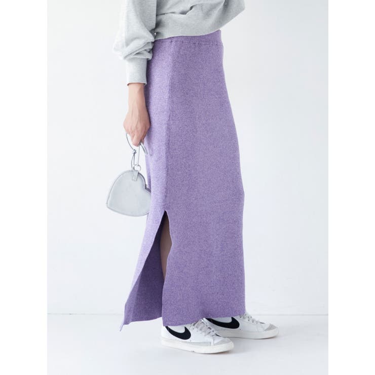 パープル | サイドスリットリブニットスカート | Ungrid
