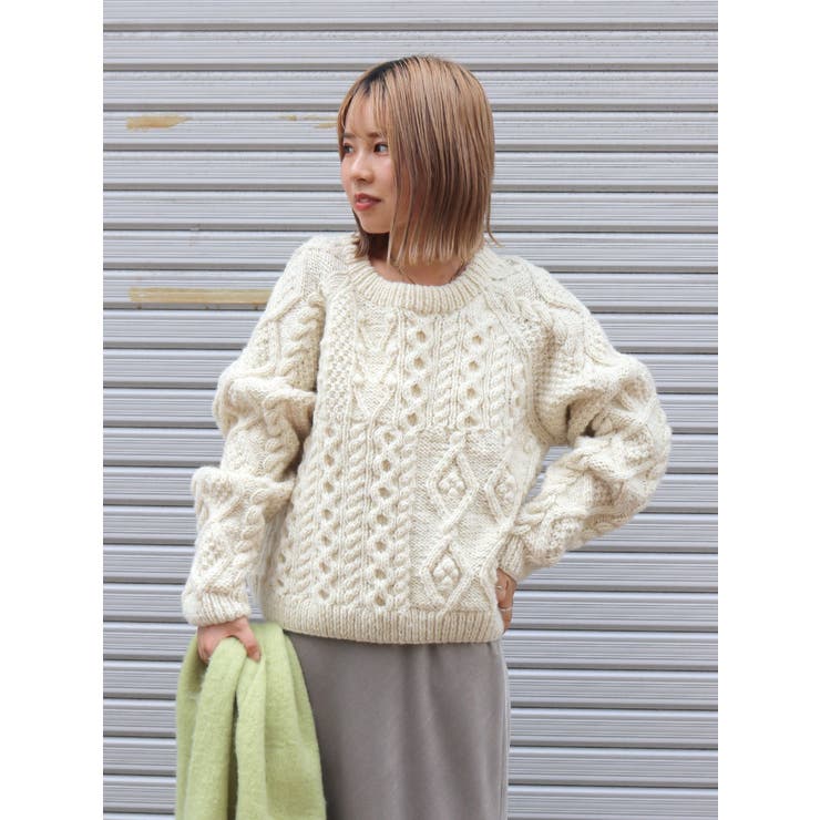 パッチワークケーブルルーズニット | Ungrid | 詳細画像1 