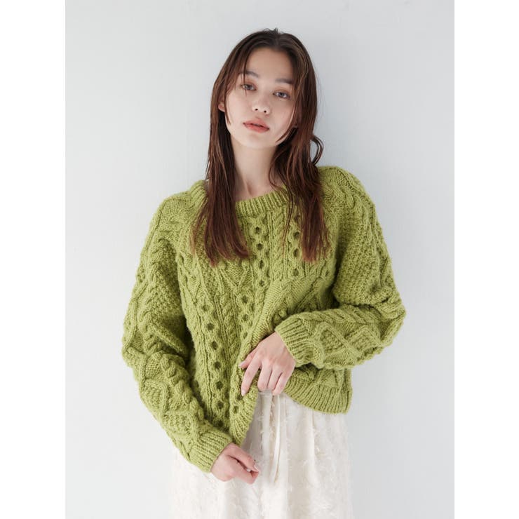 パッチワークケーブルルーズニット | Ungrid | 詳細画像3 