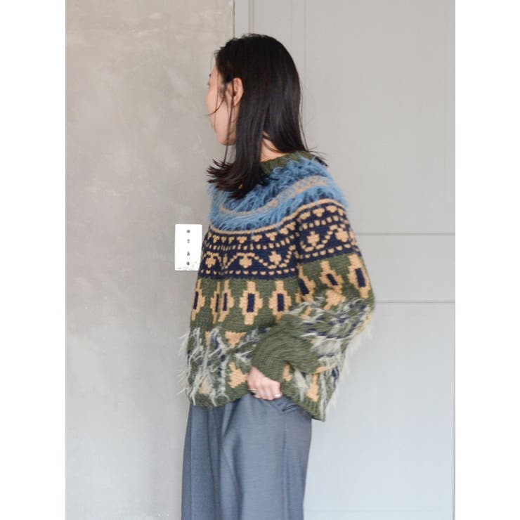 フェザーヤーンコンビ求心柄ニット | Ungrid | 詳細画像10 