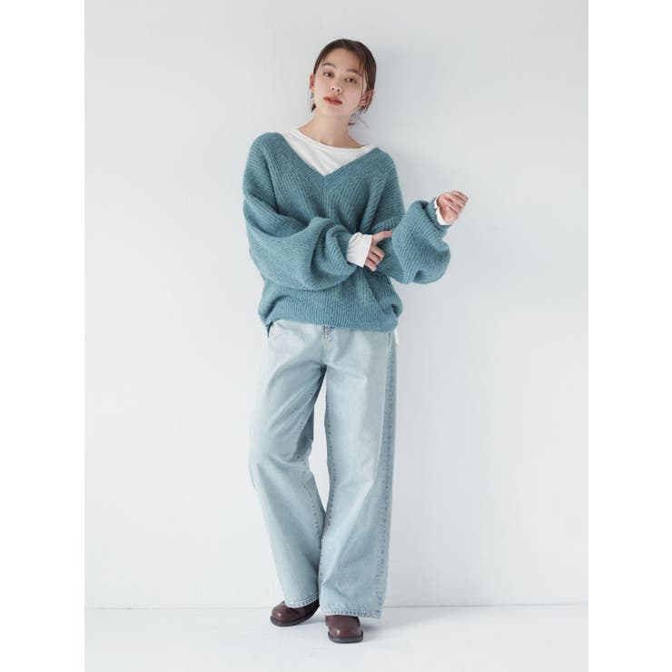 深Vネックルーズニット[品番：MKSW0060856]｜Ungrid（アン