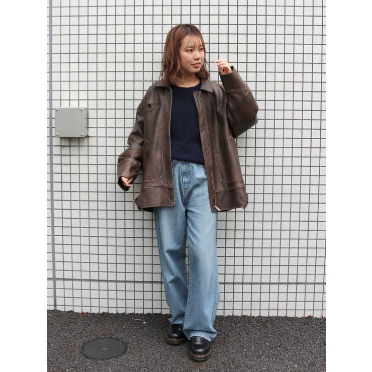 ヴィンテージフェイクレザーブルゾン[品番：MKSW0061470