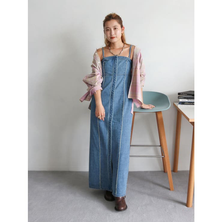 ❤美品❤Ungrid❤スリットワイドパーカー❤アングリッド❤デニム❤ワンピ Ungrid（アングリッド）の「デニムベアワンピース（ワンピース）」 - WEAR