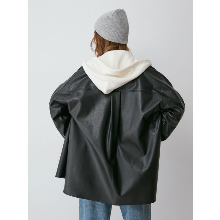 スリーブデザインフェイクレザーシャツ | Ungrid | 詳細画像17 