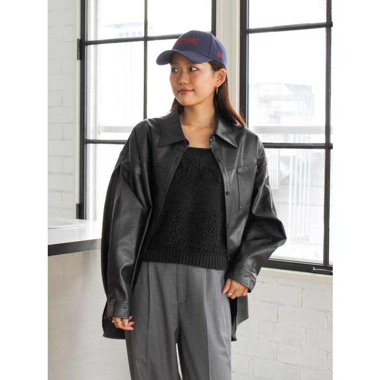 スリーブデザインフェイクレザーシャツ | Ungrid | 詳細画像21 