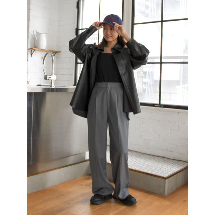 スリーブデザインフェイクレザーシャツ | Ungrid | 詳細画像23 