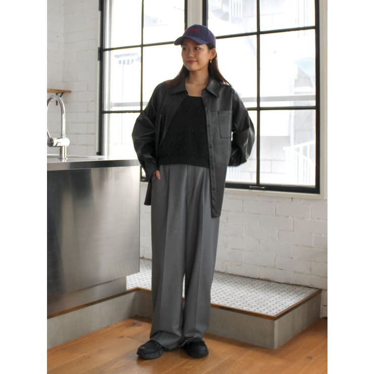 スリーブデザインフェイクレザーシャツ | Ungrid | 詳細画像24 