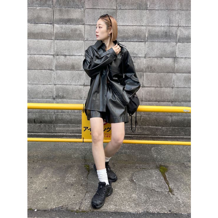 スリーブデザインフェイクレザーシャツ | Ungrid | 詳細画像25 