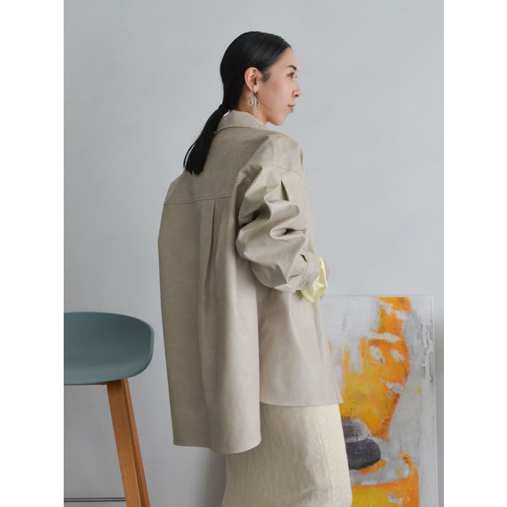 スリーブデザインフェイクレザーシャツ | Ungrid | 詳細画像36 