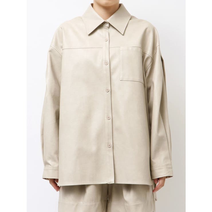 スリーブデザインフェイクレザーシャツ | Ungrid | 詳細画像46 