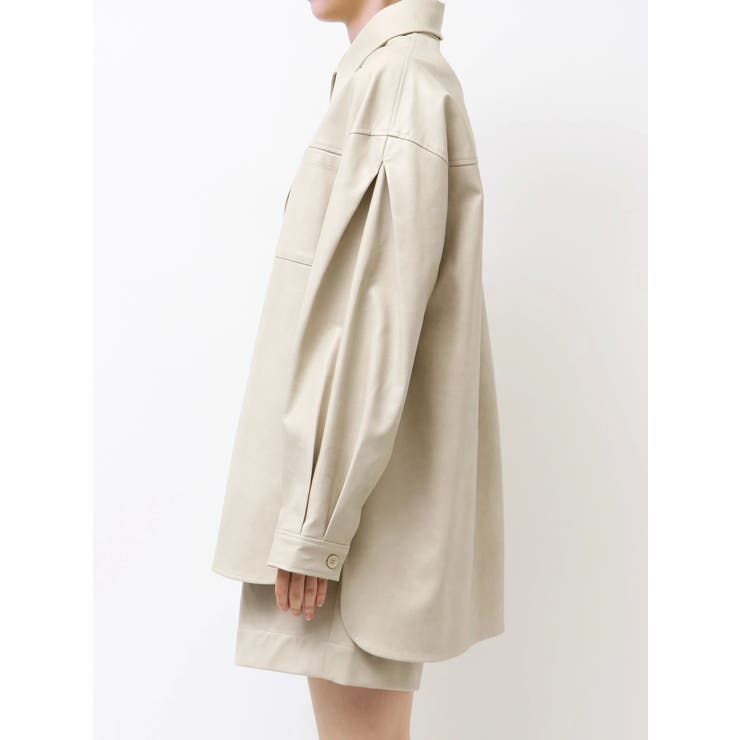 スリーブデザインフェイクレザーシャツ | Ungrid | 詳細画像47 