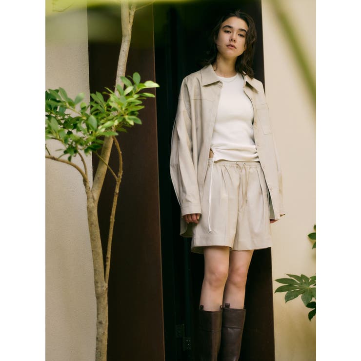 スリーブデザインフェイクレザーシャツ | Ungrid | 詳細画像5 