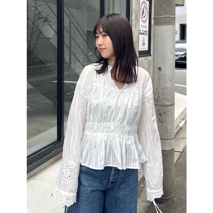 カットワークレースコンビブラウス | Ungrid | 詳細画像1 