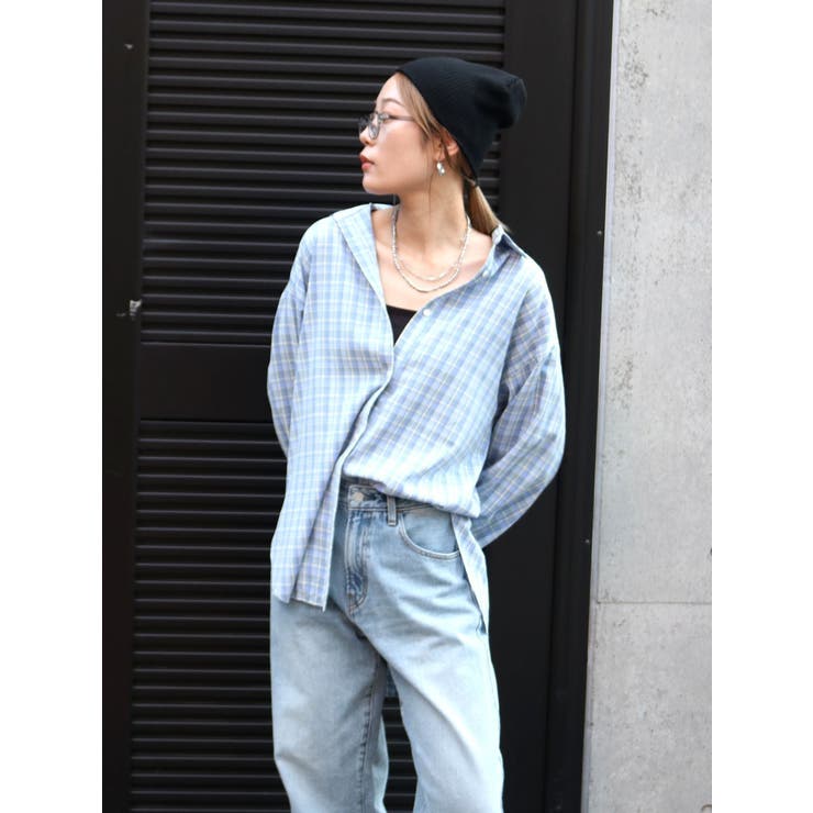 WEB限定】ルーズシルエットチェックシャツ[品番：MKSW0062428