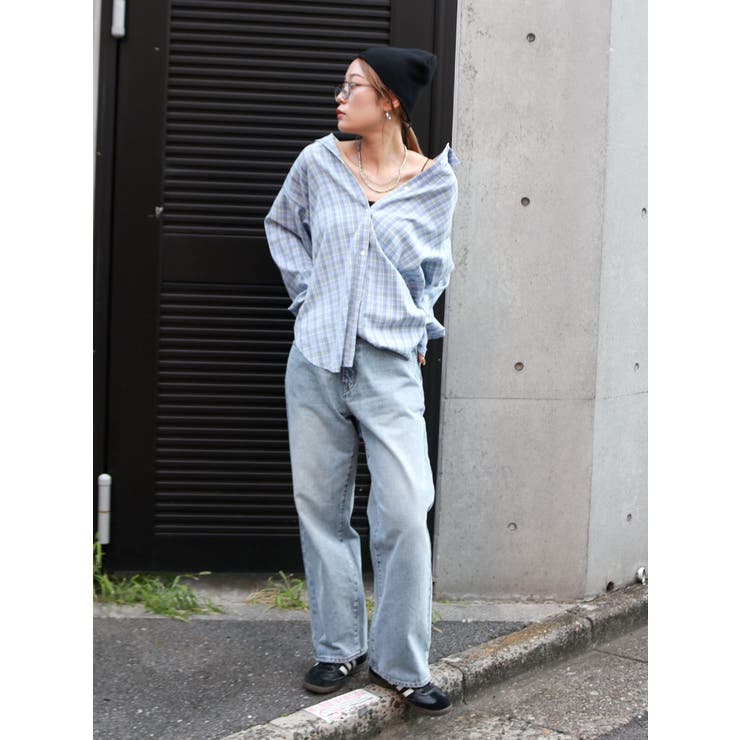 WEB限定】ルーズシルエットチェックシャツ[品番：MKSW0062428