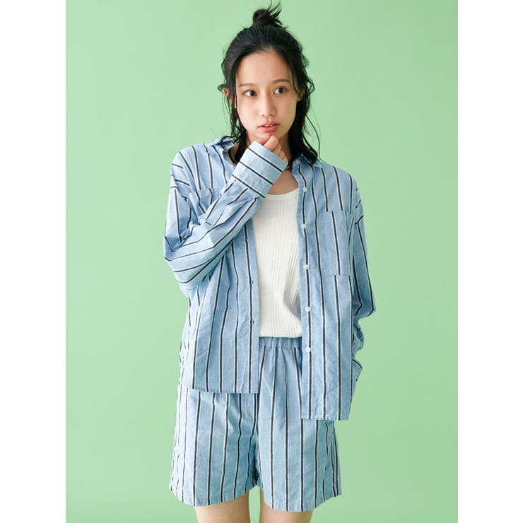 ブルー | 【WEB限定】ストライプルーズシャツ | Ungrid