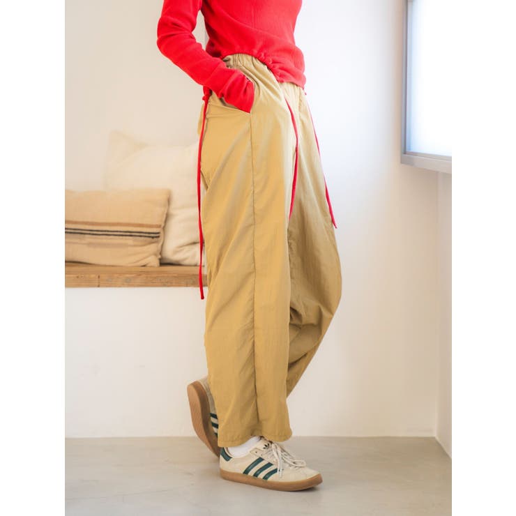 ベージュ | ナイロン混ボリュームラフパンツ | Ungrid