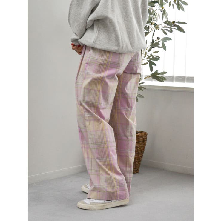 リネン混チェック柄パンツ | Ungrid | 詳細画像24 