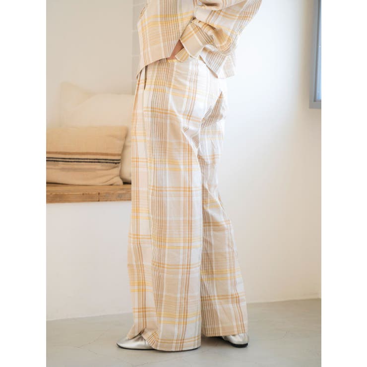 リネン混チェック柄パンツ | Ungrid | 詳細画像6 