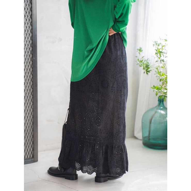 カットワークレースコンビスカート | Ungrid | 詳細画像9 