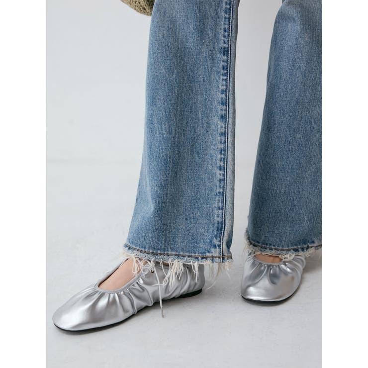 シルバー | ギャザーフラットシューズ | Ungrid