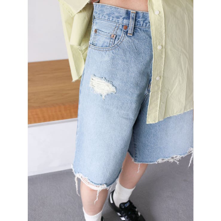 クラッシュデザインデニムハーフパンツ | Ungrid | 詳細画像13 