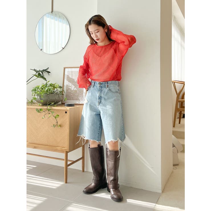 クラッシュデザインデニムハーフパンツ | Ungrid | 詳細画像20 