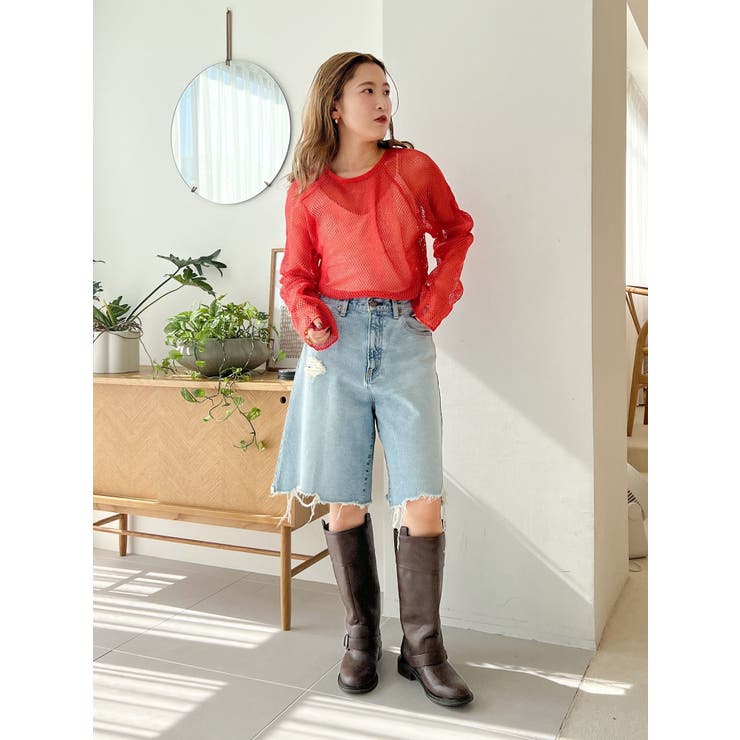 クラッシュデザインデニムハーフパンツ | Ungrid | 詳細画像21 