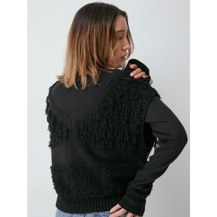 再入荷】Vネックループヤーンニットベスト[品番：MKSW0061492
