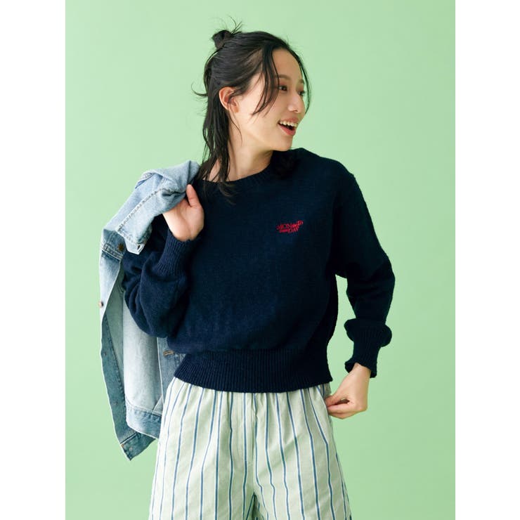 WEB限定】エンブロイダリーコットン混スラブニット[品番 WEB限定】エンブロイダリーコットン混スラブニット[品番