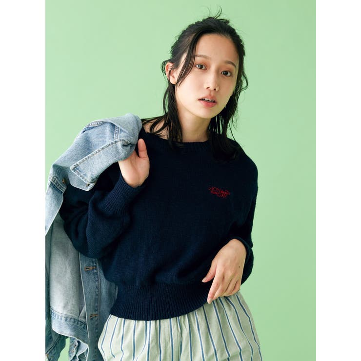 【WEB限定】エンブロイダリーコットン混スラブニット | Ungrid | 詳細画像4 