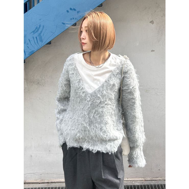 Vネック起毛ルーズニット | Ungrid | 詳細画像15 